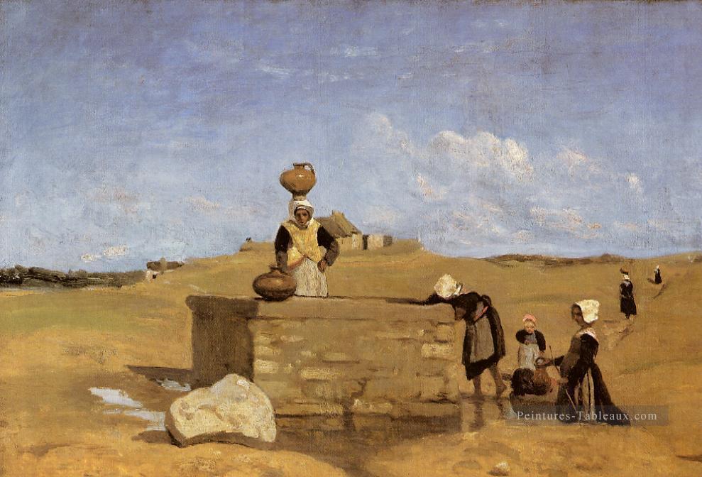 Femmes bretonnes à la fontaine romantisme Jean Baptiste Camille Corot Peintures à l'huile